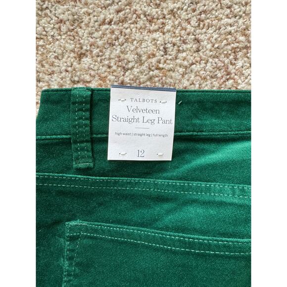 NWT - TALBOTS Velveteen Straight Leg Pants, Green, size 12 - Picture 5 of 9